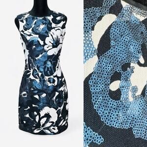 Elie Tahari Floral Sequin Dress Structured Embellished Wedding Guest Mystical 2